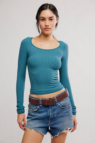 FREE PEOPLE LOVE LETTER LONG SLEEVE STILL SEA