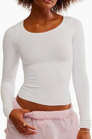 FREE PEOPLE LOVE LETTER LONG SLEEVE WHITE