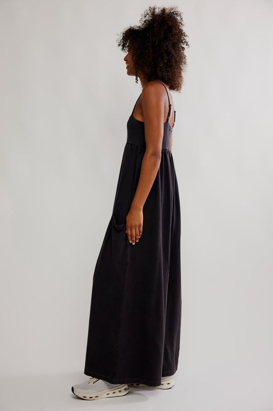 FREE PEOPLE MOVEMENT HOT SHOT STRAPPY ONESIE BLACK