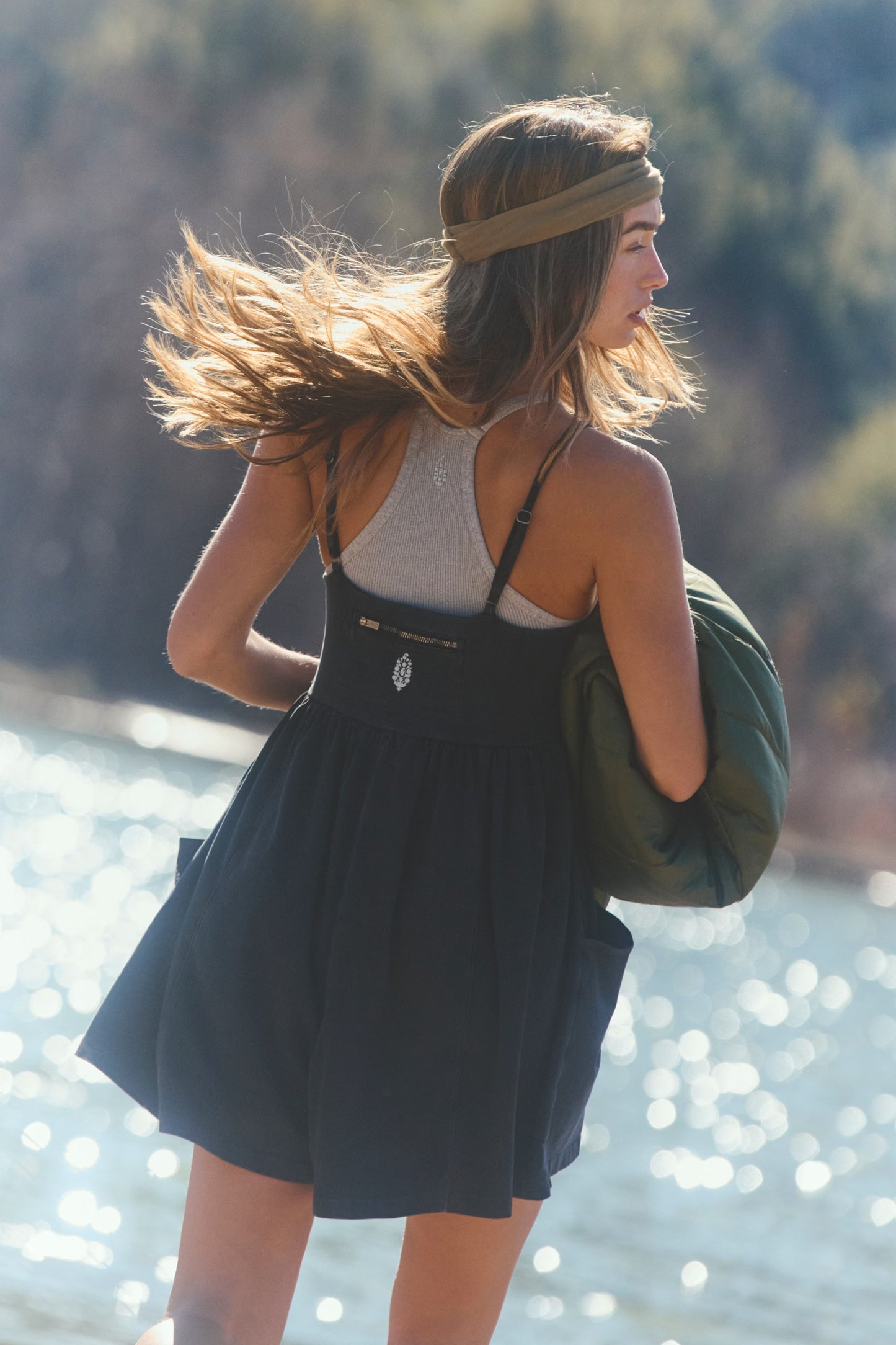 FREE PEOPLE MOVEMENT HOT SHOT STRAPPY ROMPER BLACK