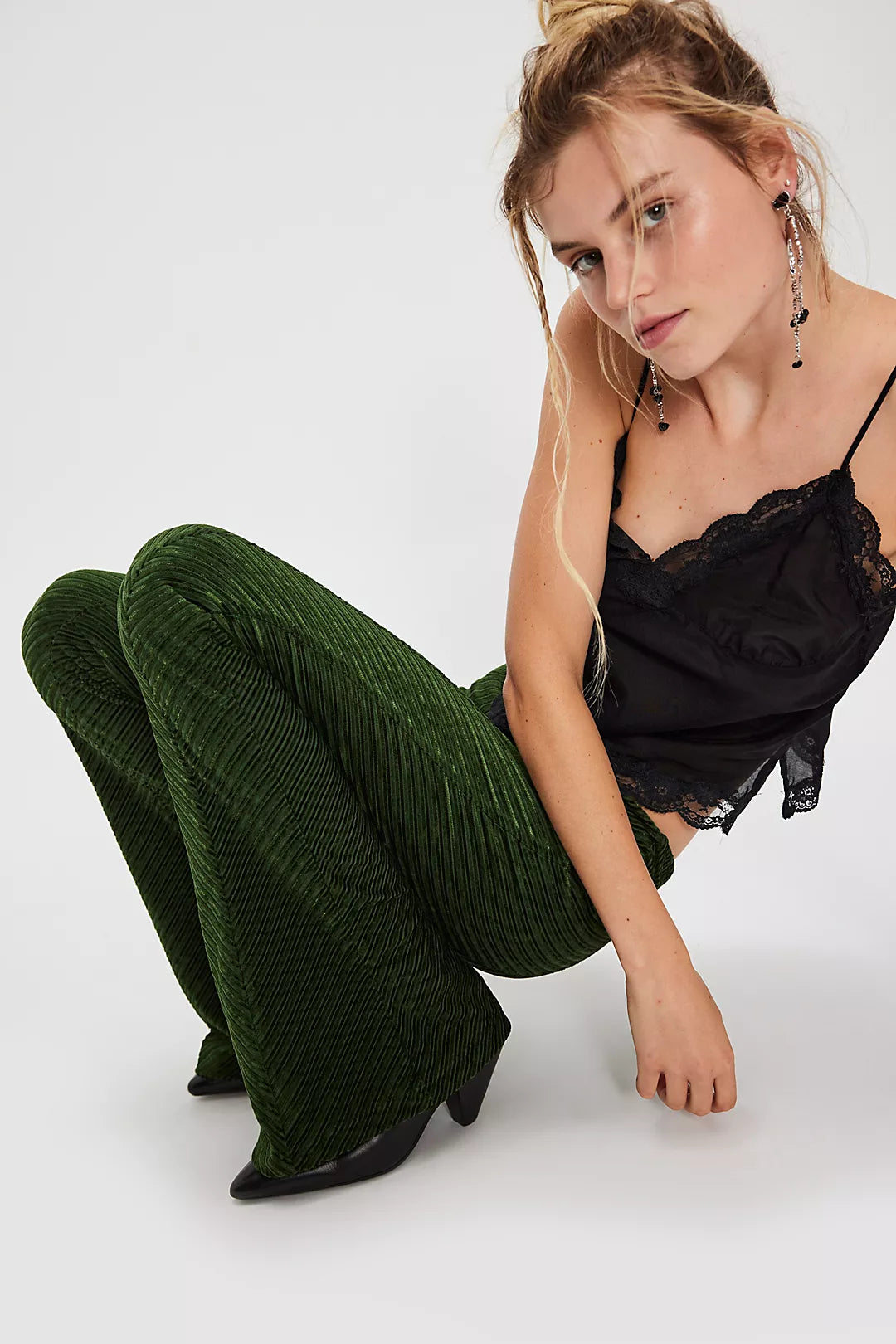 FREE PEOPLE PENNY PULL ON VELVET PANT NIGHT FOREST