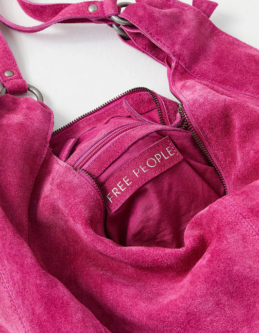 FREE PEOPLE ROMA SUEDE TOTE BAG FUCHSIA
