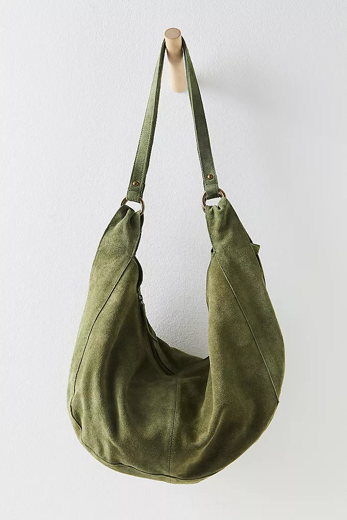 FREE PEOPLE ROMA SUEDE TOTE BAG OLIVE MOSS