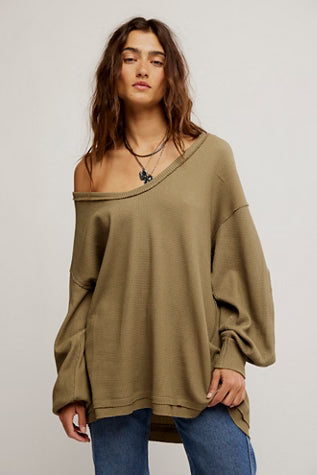 FREE PEOPLE WE THE FREE COAST 2 COAST THERMAL GOTHIC OLIVE CROSS