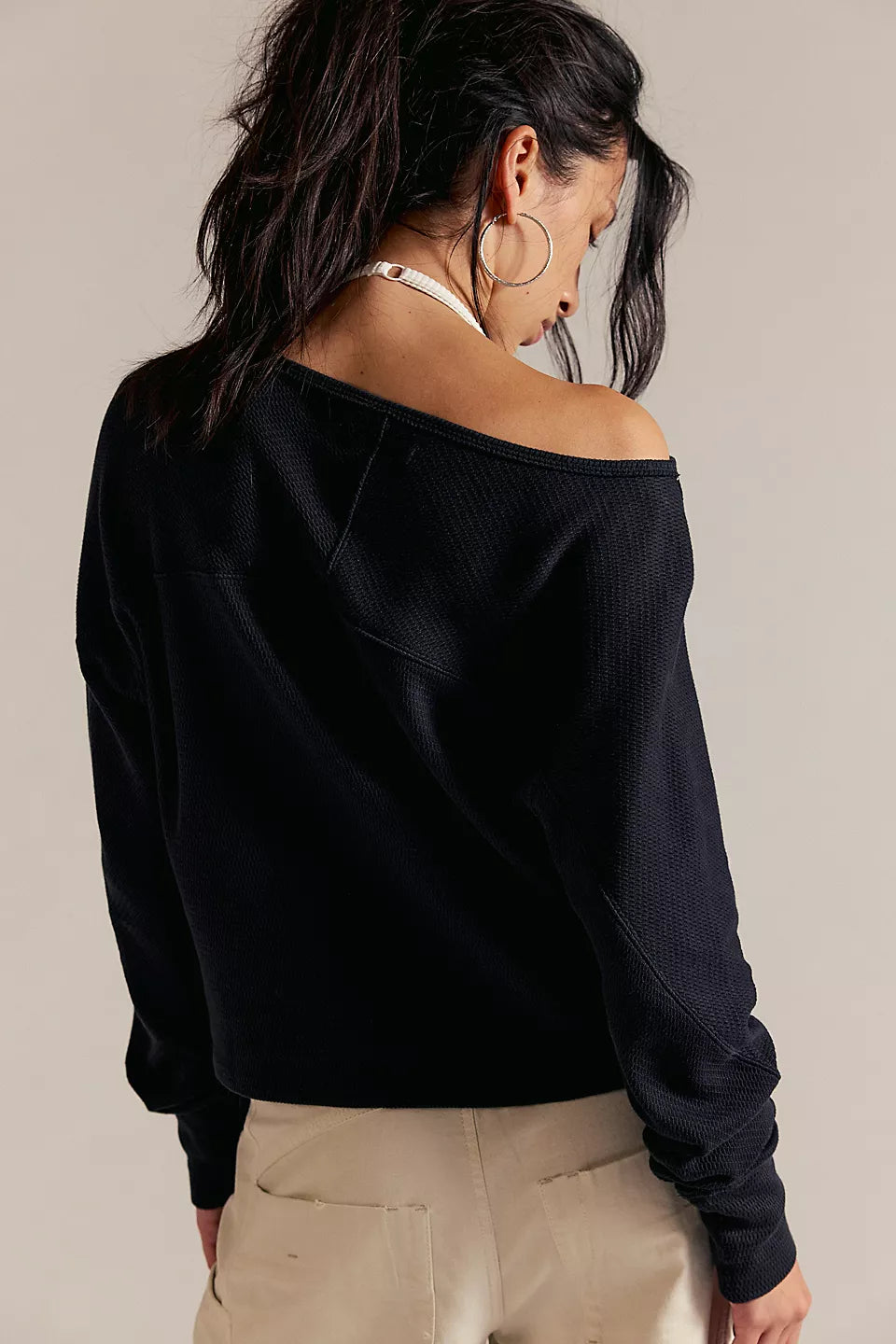 FREE PEOPLE WE THE FREE JESS LONG SLEEVE BLACK