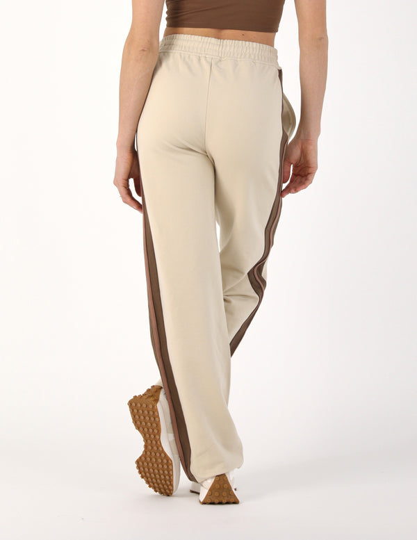 GLYDER Retro Straight Leg Sweatpant: Oatmilk/Chocolate/Latte Stripe