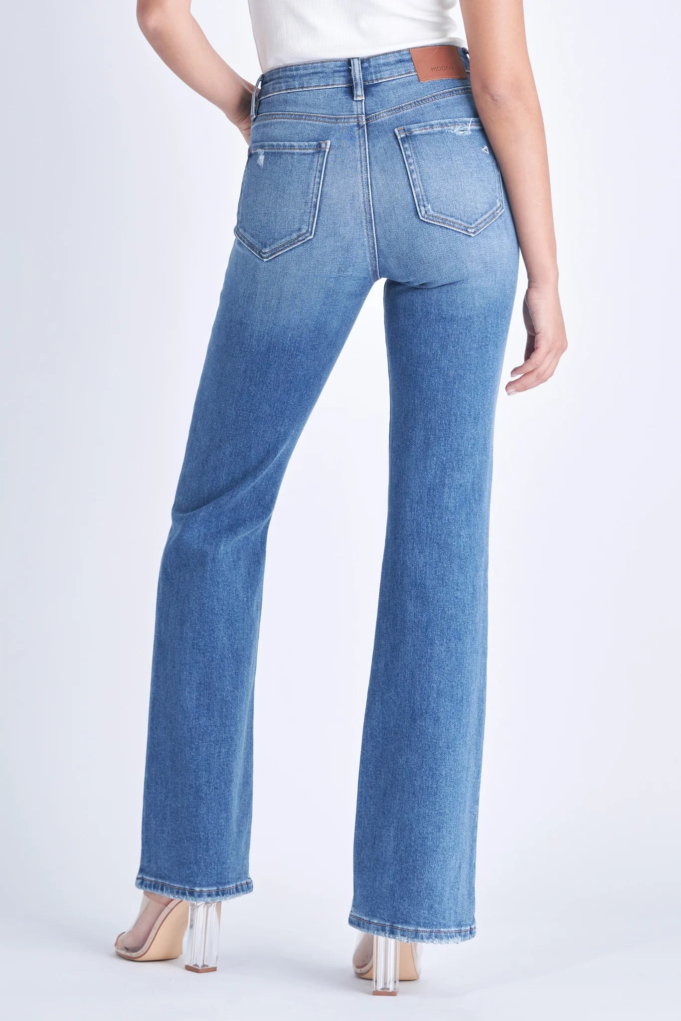 HIDDEN JEAN HAPPI HIGH RISE FLARE MEDIUM DARK