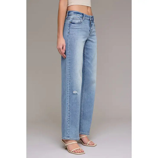 HIDDEN JEAN MID RISE LOGAN DAD JEAN MEDIUM LIGHT WASH 33" INSEAM