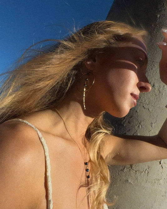 In Situ Nadia Black Lariat Necklace 14K gf