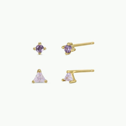 JAXKELLY Birthstone Stud Gold Earrings Set-February