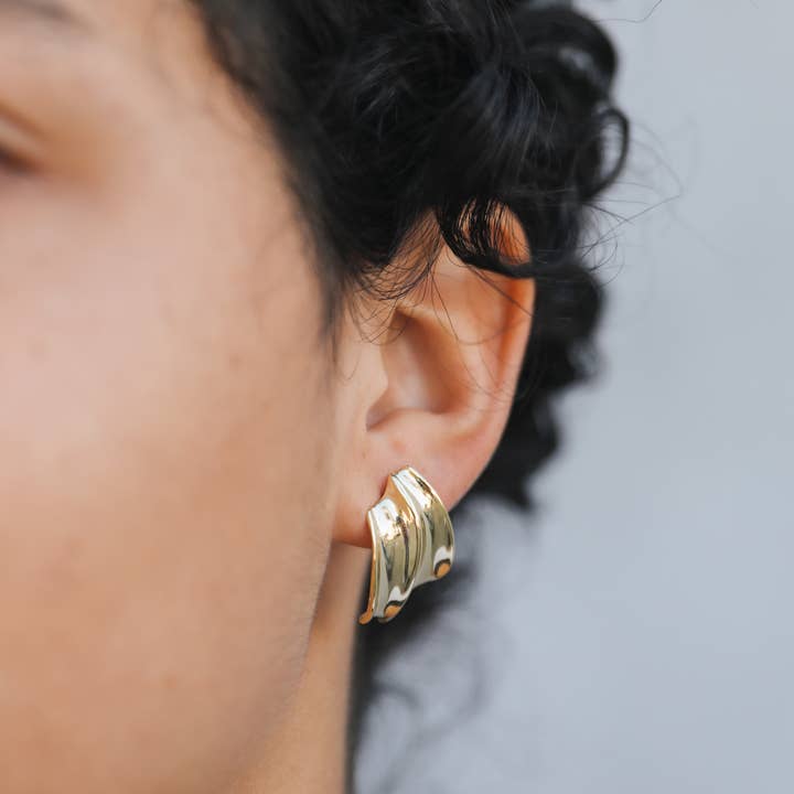JAXKELLY Bold Wave Gold Earrings