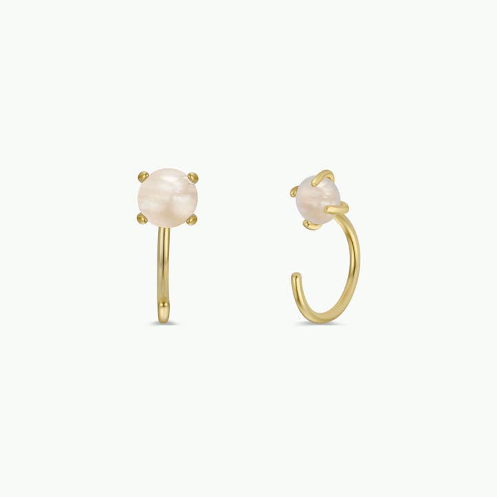 JAXKELLY CZ Huggies-Mother Of Pearl-Gold Earrings