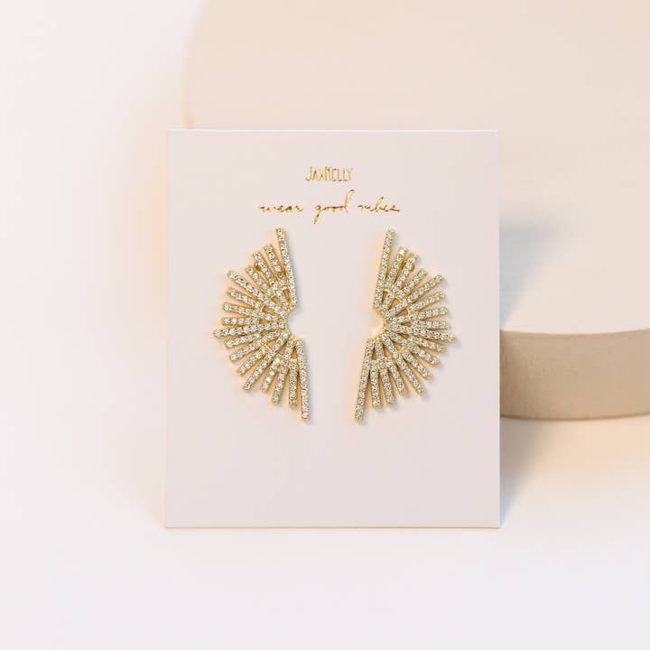 JAXKELLY Celestial Sunburst Gold Earrings
