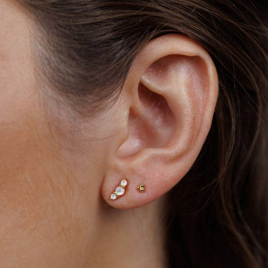JAXKELLY Crescent Gold Earrings-Pearl