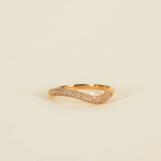 JAXKELLY GOLD RINGS PAVE WAVE CHAMPAGNE CZ MULTIPLE SIZES