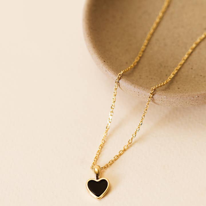 JAXKELLY Gemstone Heart Pendant Necklace Black Tourmaline