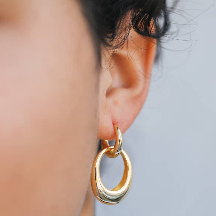 JAXKELLY Gold Hoop Coupled Earrings