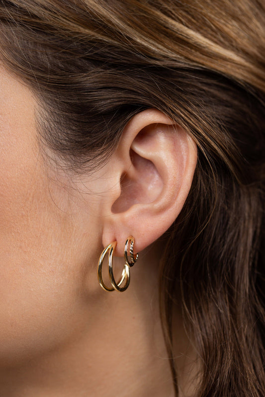 JAXKELLY ILLUSION DOUBLE HOOP GOLD EARRINGS