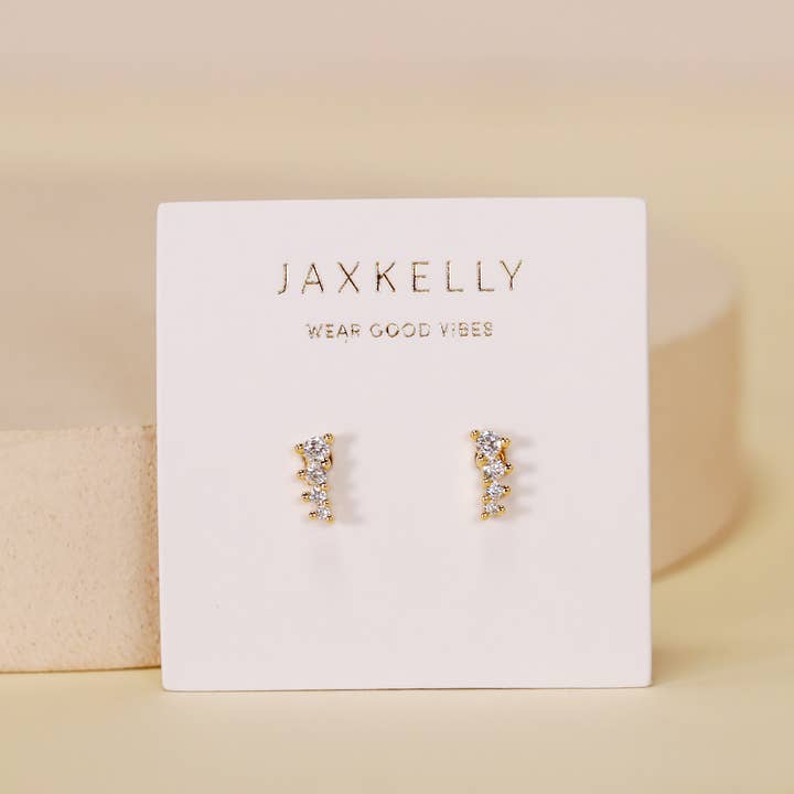 JAXKELLY Mini Crawler - White Cz - Gold Earrings