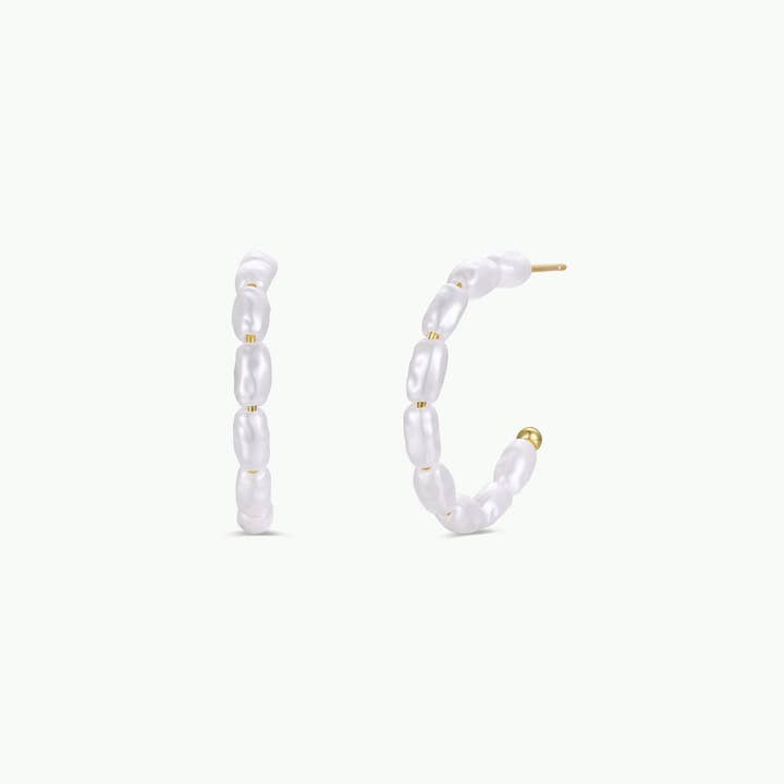 JAXKELLY Multi Pearl Hoop Earrings