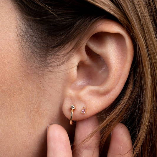 JAXKELLY OPEN MINI HOOP EARRINGS-CHAMPAGNE CZ