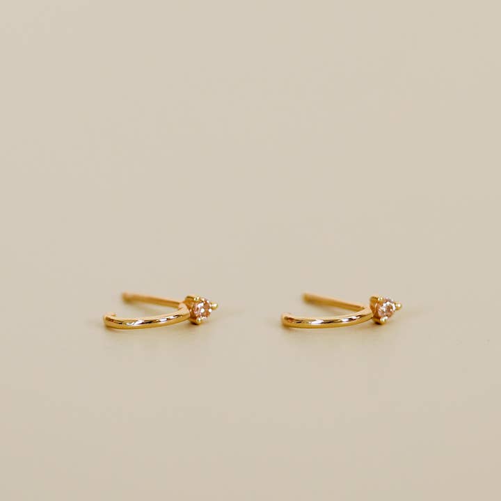 JAXKELLY OPEN MINI HOOP EARRINGS-CHAMPAGNE CZ