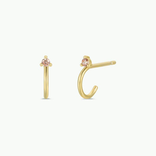 JAXKELLY OPEN MINI HOOP EARRINGS-PINK CZ