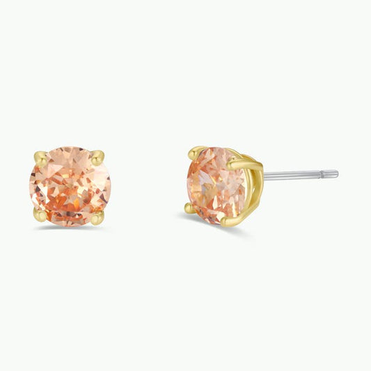 JAXKELLY ROUND CZ CHAMPAGNE GOLD EARRINGS