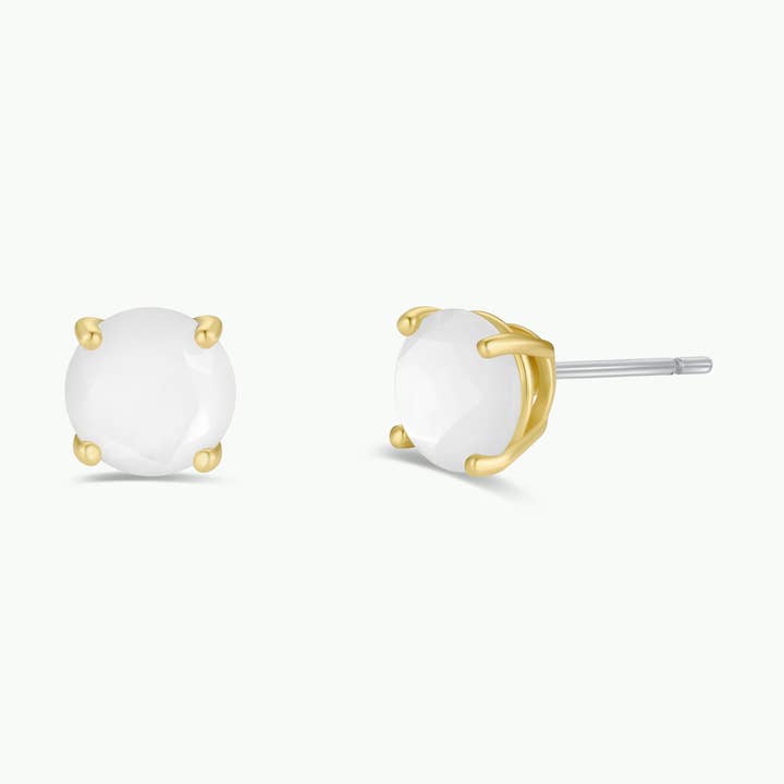 JAXKELLY ROUND MOTHER OF PEARL GEMSTONE GOLD EARRINGS