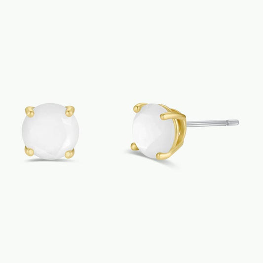 JAXKELLY ROUND MOTHER OF PEARL GEMSTONE GOLD EARRINGS
