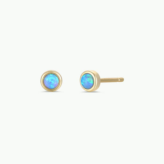 JAXKELLY Simple Stud-Fire Opal-Gold Earrings