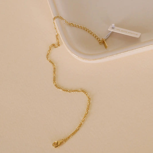 JAXKELLY Simple Twist Chain Anklet - 18k Gold Plated