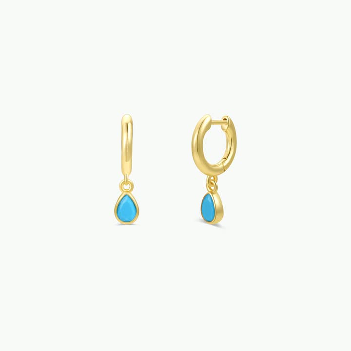 JAXKELLY Teardrop Charm Hoop-Turquoise