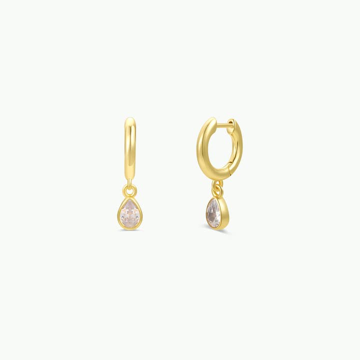 JAXKELLY Teardrop Charm Hoop-White CZ