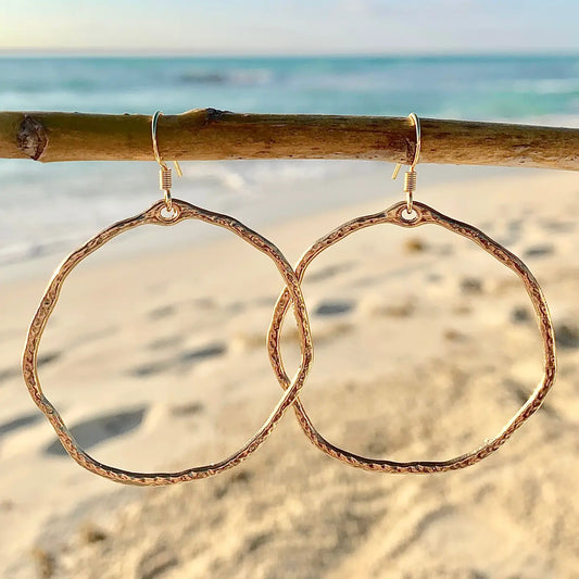 JO BIRD Large Gold Hammered Hoops