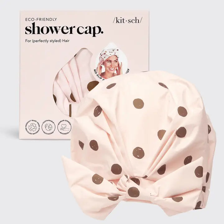 KITSCH Luxury Shower Cap Blush Dot NEW!