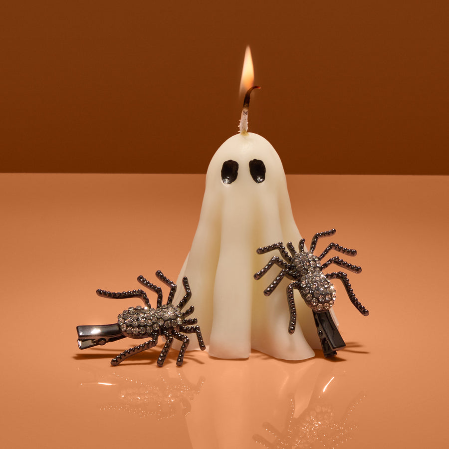 KITSCH Metal Rhinestone Hair Clip 2pc Set- Spider