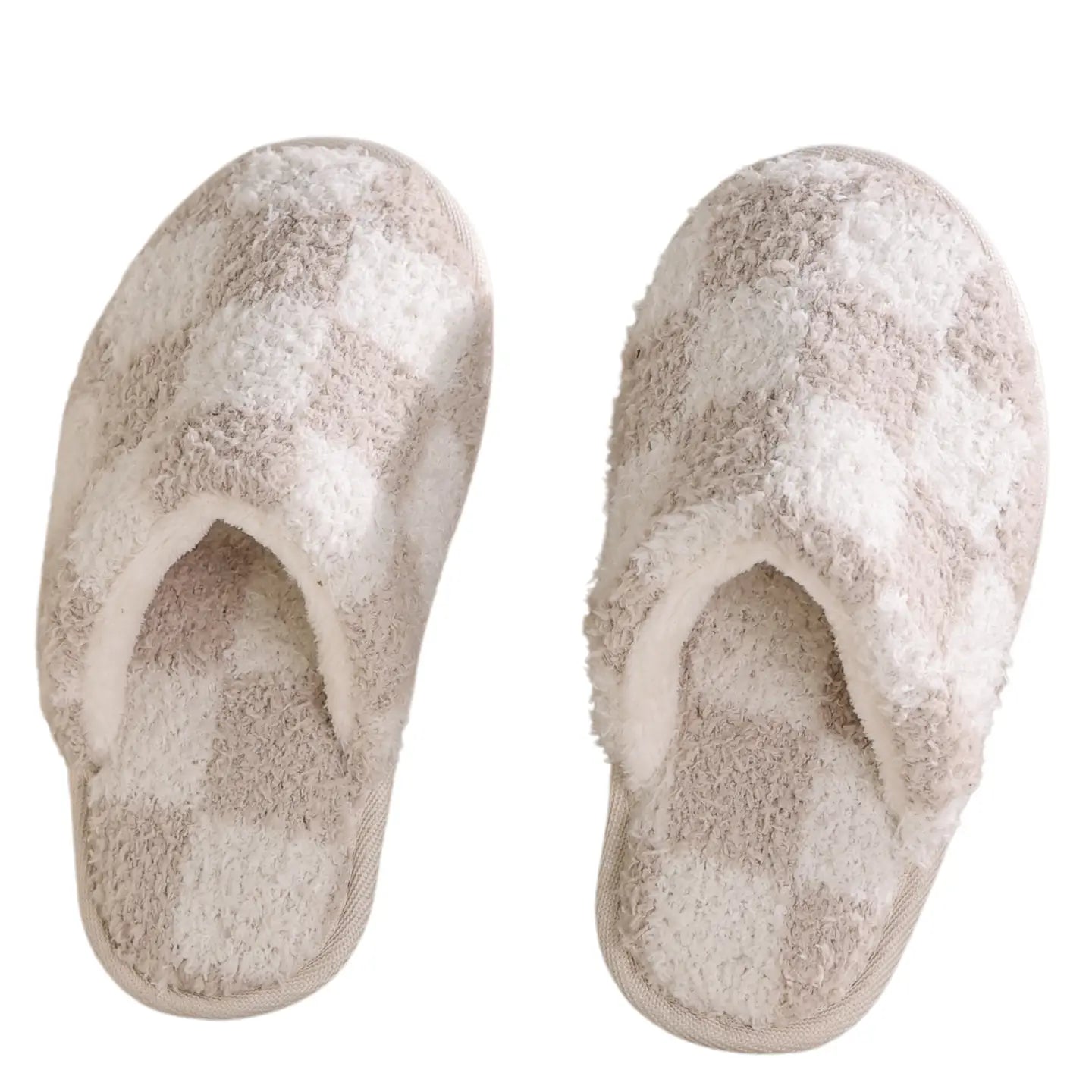 LOCAL BEACH CHECKER COZY SLIPPERS SAND / CREAM