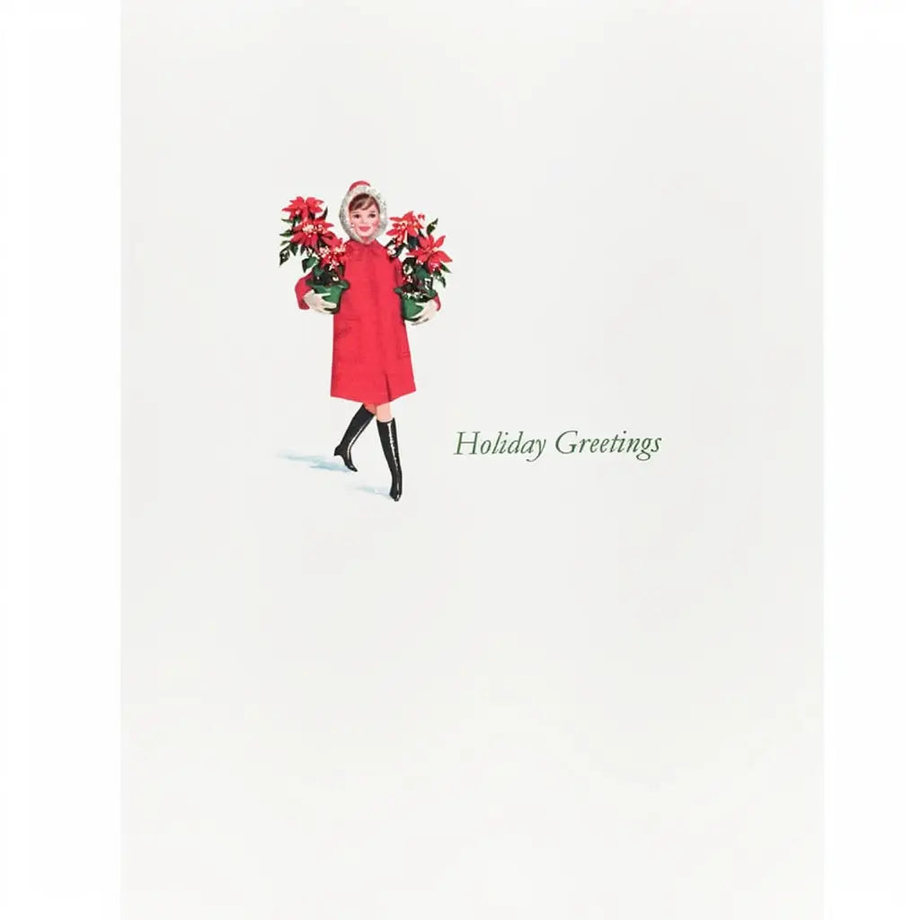 LUMIA Girl with Poinsettias Holiday Card