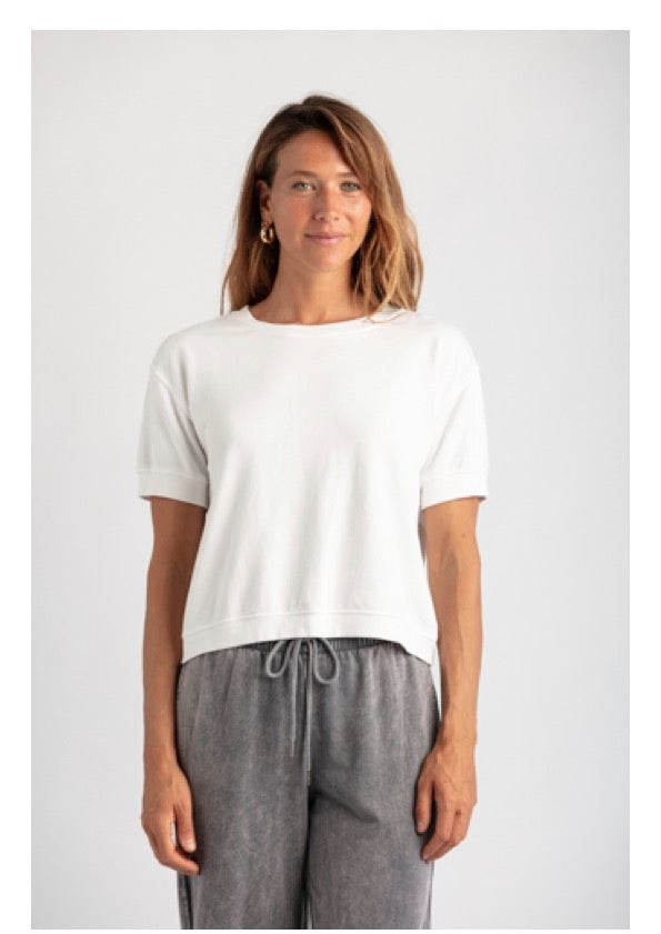 MILA SHORT SLEEVE SWEATSHIRT WHITE
