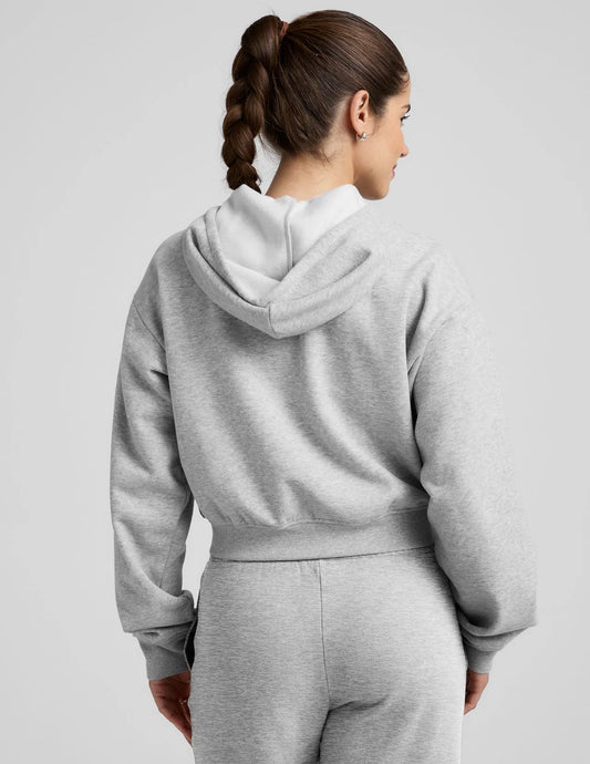 BEYOND YOGA LuxeFleece Zip Up Hoodie Light Heather Grey
