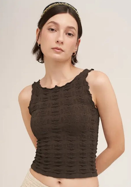 NIKIBIKI Floral Edge Lace Cami Chocolate