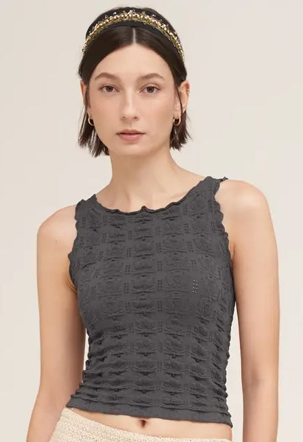 NIKIBIKI Floral Edge Lace Cami Gunmetal