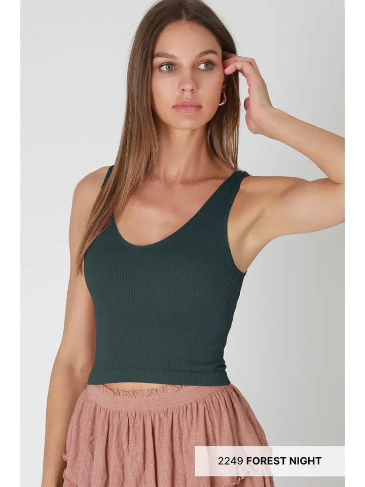 NIKIBIKI Reversible Ribbed Crop Top Forest Night
