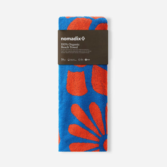 NOMADIX ORIGINAL ORGANIC BEACH TOWEL BIG FLOWERBED STELLAR ORANGE