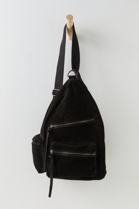 FREE PEOPLE OXFORD SUEDE SLING BAG BLACK