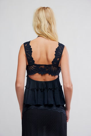 FREE PEOPLE INTIMATELY PETAL PARTY SHAPELESS CAMI BLACK