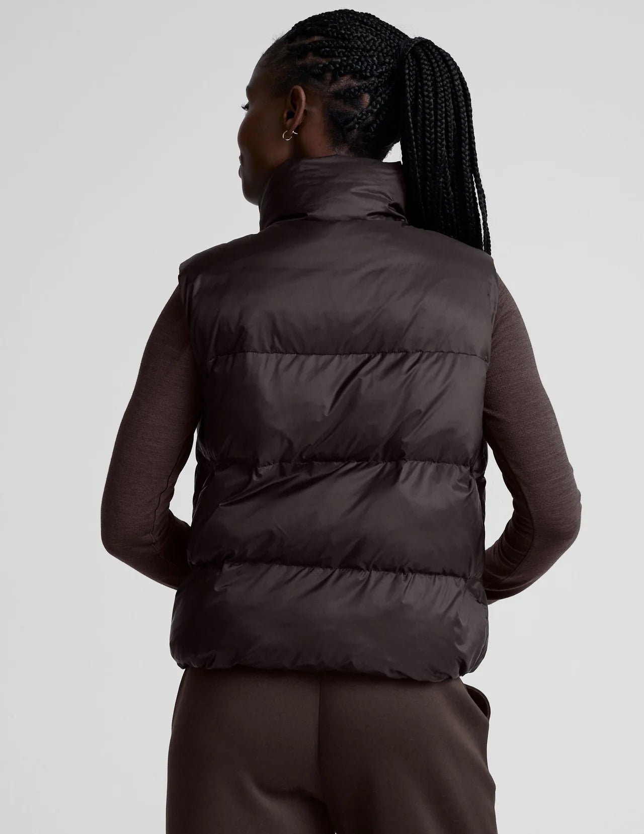 BEYOND YOGA BIG COZY PUFFER VEST DARK CHOCOLATE