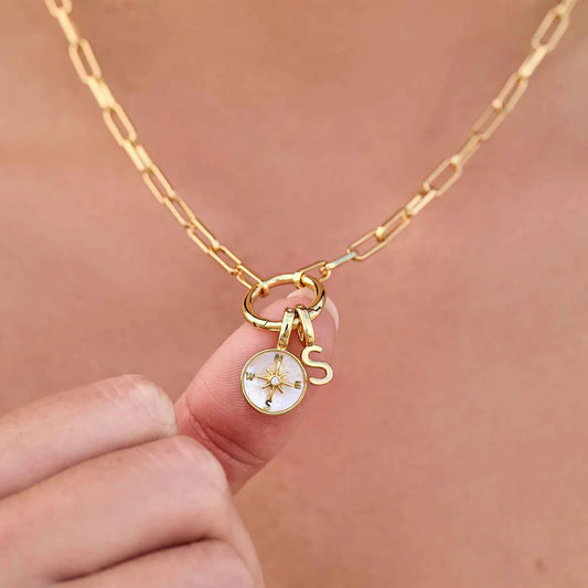 PURA VIDA HARPER PAPERCLIP CHARM NECKLACE GOLD