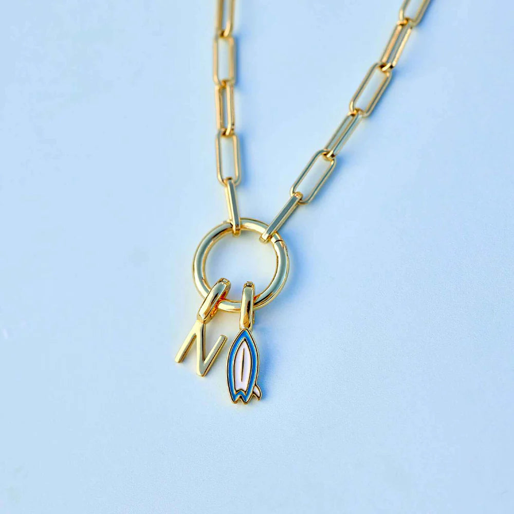 PURA VIDA HARPER PAPERCLIP CHARM NECKLACE GOLD